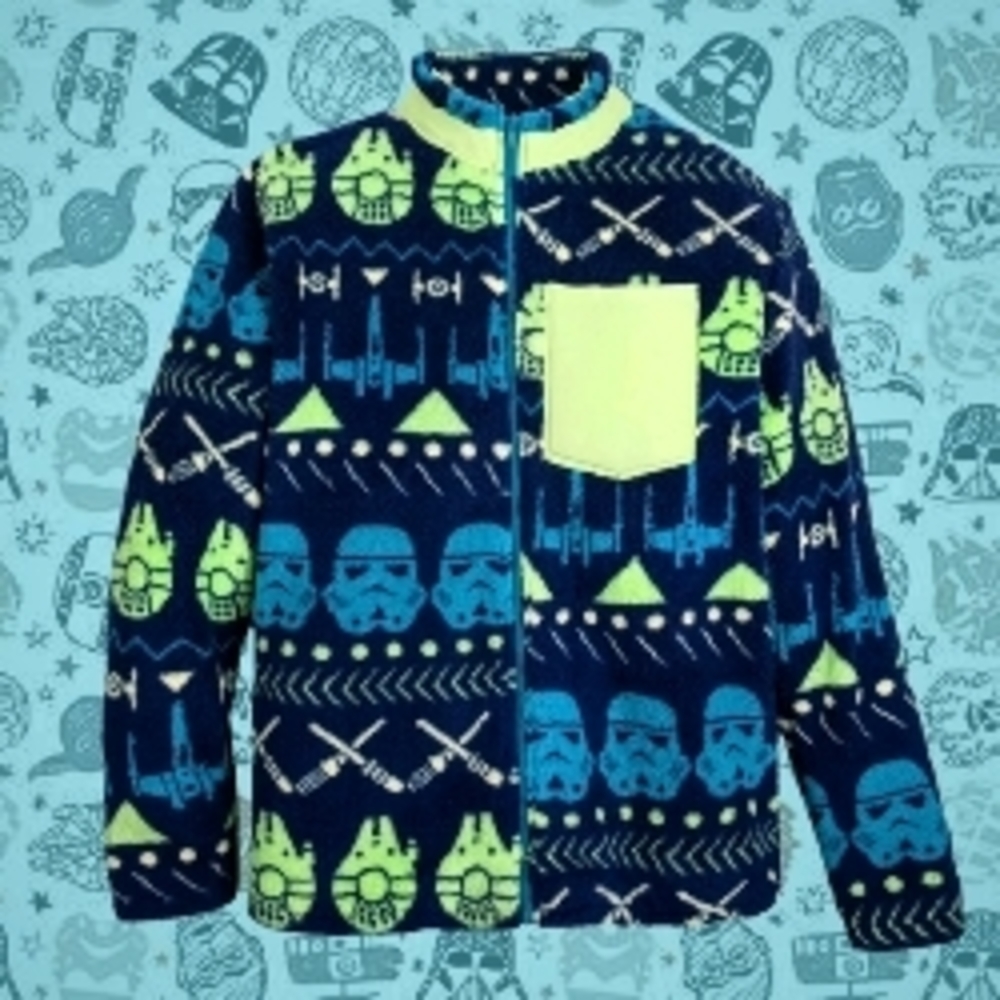 Men's Star Wars Fleece Jacket - Blue and Green